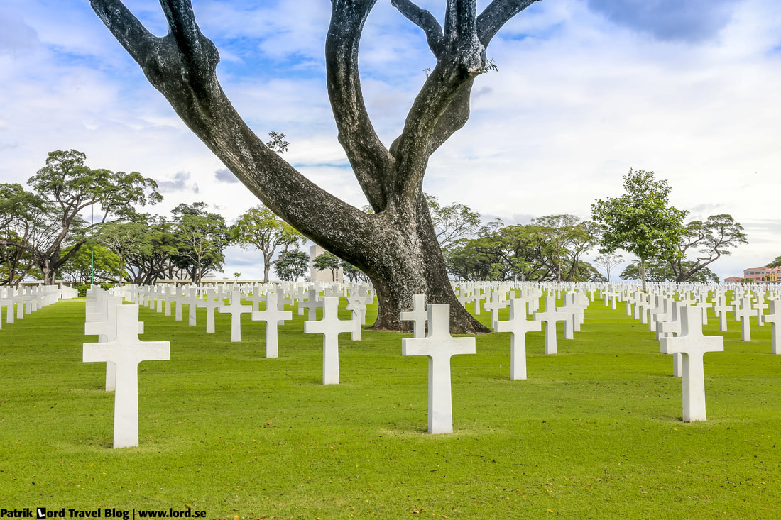 Manila American Cemetery, Headstones and a big tree, Manila, Philippines © Patrik Lord Travel Blog