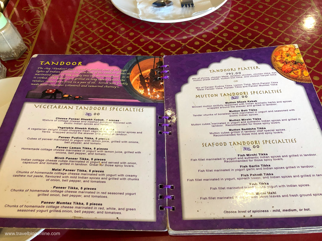 New Bombay Indian Restaurant, Robinson Place Ermita, Manila, Philippines, The menu © www.travelblogonline.com 